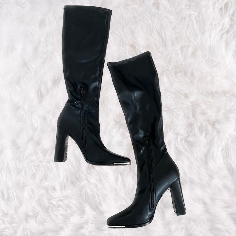 Steven Madden Metal Tip Knee High Leather Boots